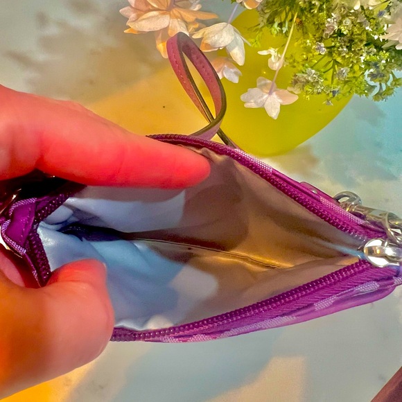 COACH Signature C Jacquard Wristlet with Leather Step and Trim in Purple - Picture 6 of 12